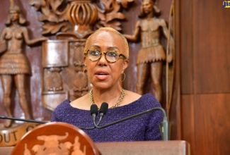 Minister of Education and Youth, Hon. Fayval Williams, addresses Wednesday’s (July 31) post-Cabinet press briefing at Jamaica House.