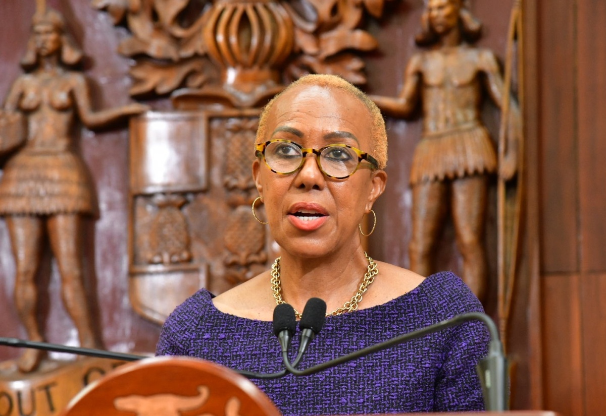 Minister of Education and Youth, Hon. Fayval Williams, addresses Wednesday’s (July 31) post-Cabinet press briefing at Jamaica House.
