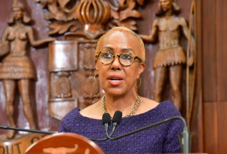 Minister of Education and Youth, Hon. Fayval Williams, addresses Wednesday’s (July 31) post-Cabinet press briefing at Jamaica House.