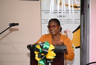 Acting Medical Officer of Health for St. Elizabeth, Dr. Carol Hamilton, addresses the monthly meeting of the St. Elizabeth Municipal Corporation in Black River, on Thursday, July 11.

