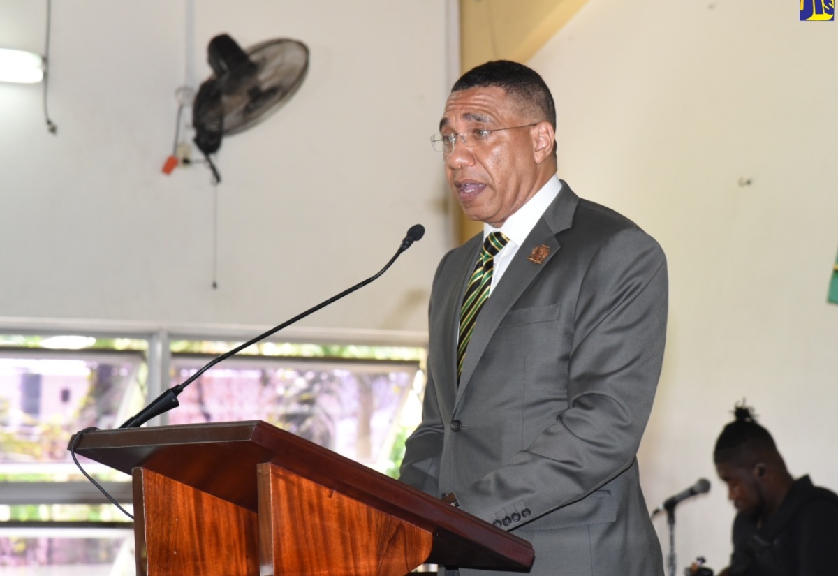 Prime Minister, the Most Hon. Andrew Holness, reads the first lesson during Sunday’s (July 28) National Emancipation and Independence Thanksgiving Church Service held at Grace Missionary Church in Kingston.