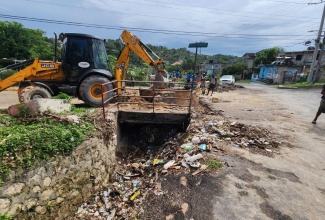 Reconstruction work being done on the Farm Road to Valley Heights bridge in St. James.