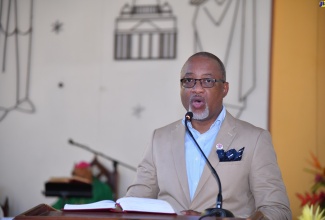 Permanent Secretary in the Ministry of Health and Wellness, Dunstan Bryan, addresses the Healthcare Workers Appreciation Month National Church Service, held on July 21, at the Sts. Peter and Paul Roman Catholic Church in St. Andrew.

