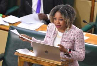 Minister with responsibility for Information, Skills and Digital Transformation, Senator Dr. Dana Morris Dixon, addresses today's (July 26) sitting of the Senate.