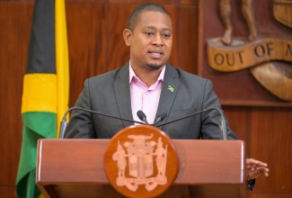 Minister of Agriculture, Fisheries and Mining, Hon. Floyd Green, speaks at a post Cabinet press conference, held at Jamaica House on July 17.

