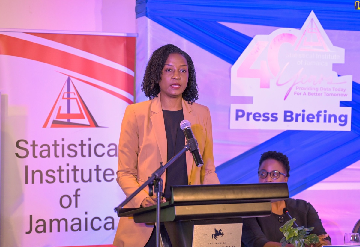 Director, Surveys Division, Statistical Institute of Jamaica (STATIN), Dr. Natalee Simpson, makes a presentation during Wednesday’s (July 17) STATIN Media Launch of the Revised Labour Force Survey and Press Briefing, at The Jamaica Pegasus hotel in New Kingston.

