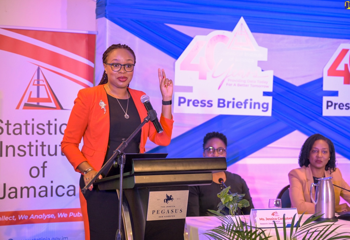 Deputy Director General of the Statistical Institute of Jamaica (STATIN), Leesha Delatie-Budair, makes a presentation during Wednesday’s (July 17) Media Launch of the Revised Labour Force Survey, and Press Briefing, held at the Jamaica Pegasus Hotel, in New Kingston.

