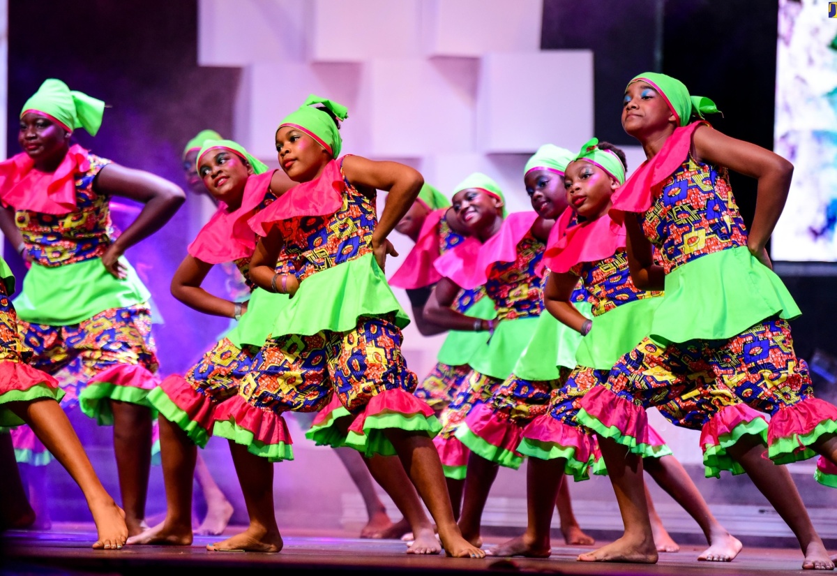 Students from Portmore Missionary Preparatory, perform a dance entitled ‘Afro Dung’ at the Jamaica Cultural Development Commission (JCDC) Mello-Go-Roun showcase held at the Independence Village at the National Indoor Sports Centre in Kingston on Monday (August 5).