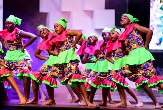 Students from Portmore Missionary Preparatory, perform a dance entitled ‘Afro Dung’ at the Jamaica Cultural Development Commission (JCDC) Mello-Go-Roun showcase held at the Independence Village at the National Indoor Sports Centre in Kingston on Monday (August 5).