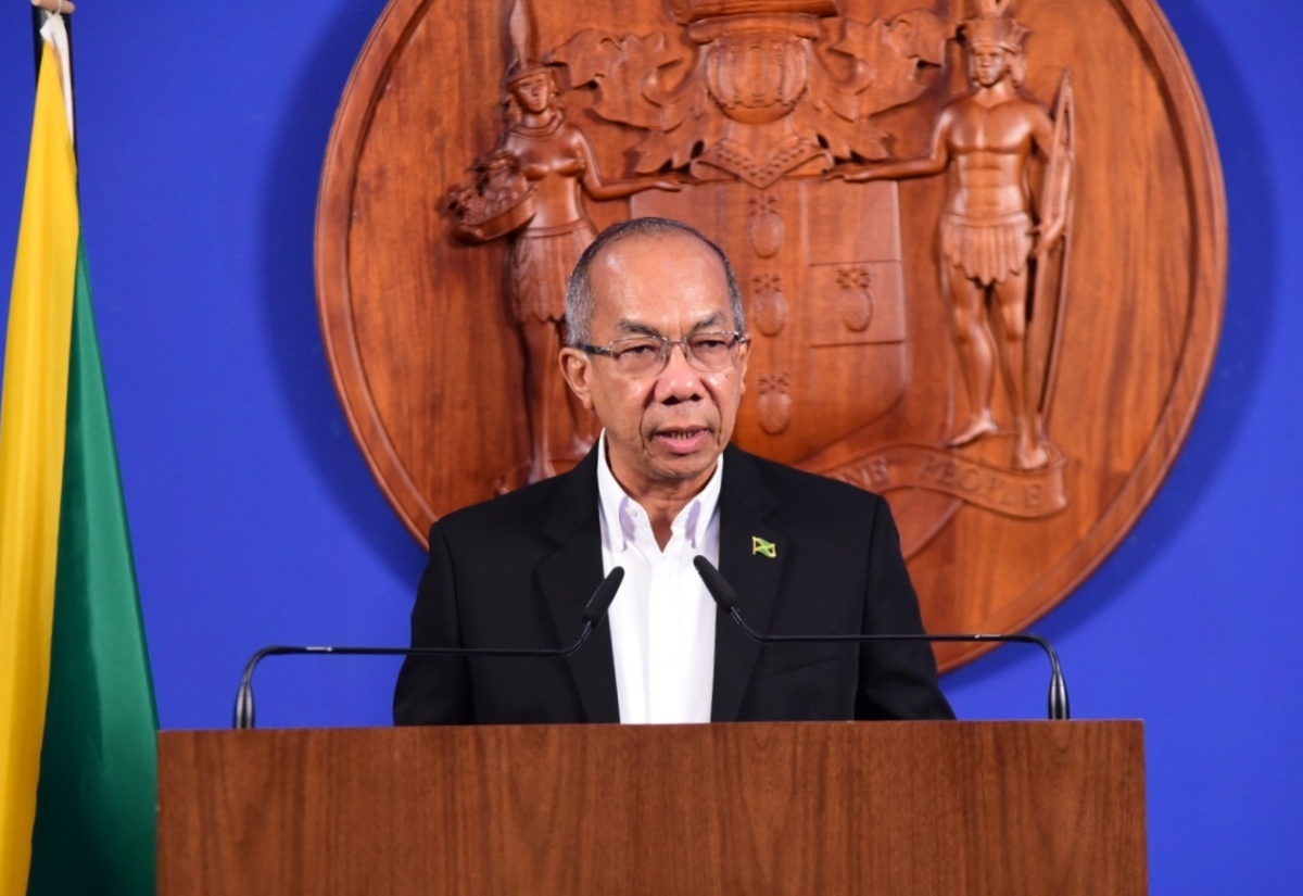 Deputy Prime Minister and Minister of National Security, Hon. Dr. Horace Chang, addresses an emergency press conference, held today (August 12) at the Office of the Prime Minister in Kingston.

