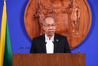 Deputy Prime Minister and Minister of National Security, Hon. Dr. Horace Chang, addresses an emergency press conference, held today (August 12) at the Office of the Prime Minister in Kingston.

