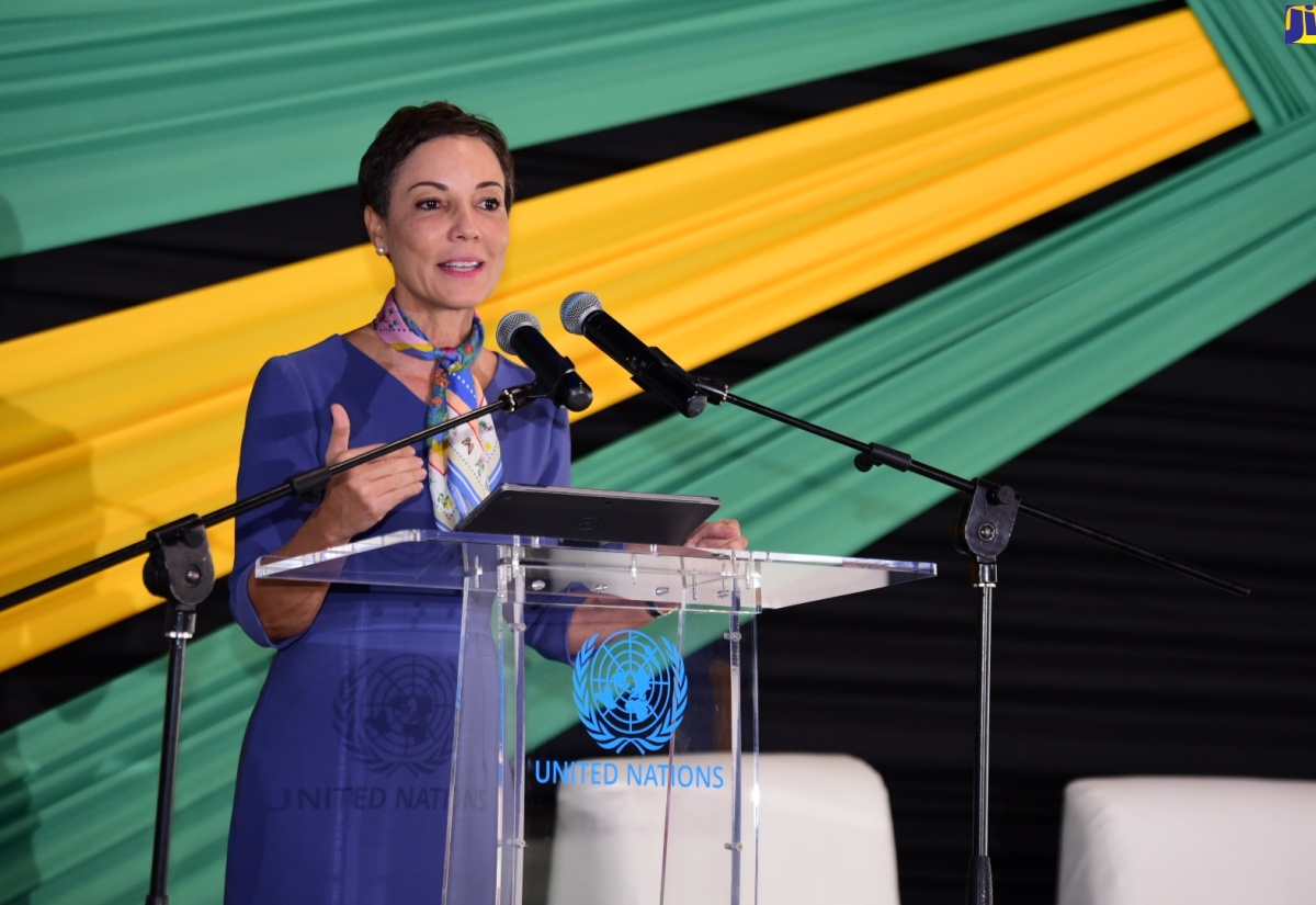 Minister of Foreign Affairs and Foreign Trade, Senator the Hon. Kamina Johnson Smith, addresses the National Youth Dialogue on the Summit of the Future held at the Terra Nova Hotel in Kingston on Friday (August 16).