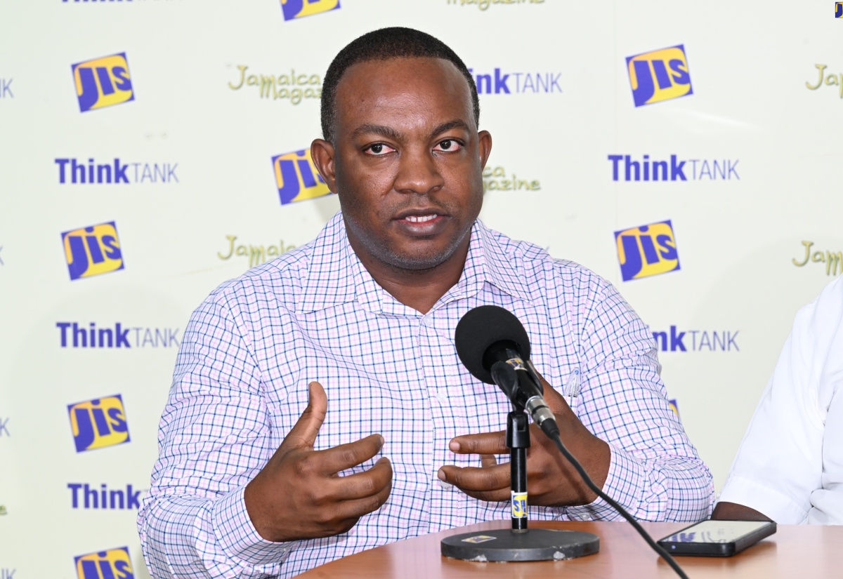 Head of the Department of Paediatrics at the Savanna-la-Mar Public General Hospital, Dr. Ludrick Morris, addresses a Jamaica Information Service (JIS) 'Think Tank', held at the agency's Montego Bay Regional Office in St. James, on Monday, August 19.

