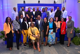 Minister of Tourism, Hon. Edmund Bartlett (sixth left), and Executive Director of the Tourism Enhancement Fund (TEF), Dr. Carey Wallace (third left),  join innovators selected for Cohort 2 of the Tourism Innovation Incubator, at the official Meet and Greet event held recently at the AC Hotel in Kingston.Twenty-two innovators have been selected for the 2024 cohort of the programme, which is being undertaken by the TEF. 