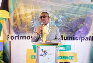 Mayor of Portmore, His Worship Leon Thomas, addresses the Portmore Municipality’s Independence Day Civic and Flag Raising ceremony held at the George Lee Building, Braeton Parkway, St. Catherine on August 6.