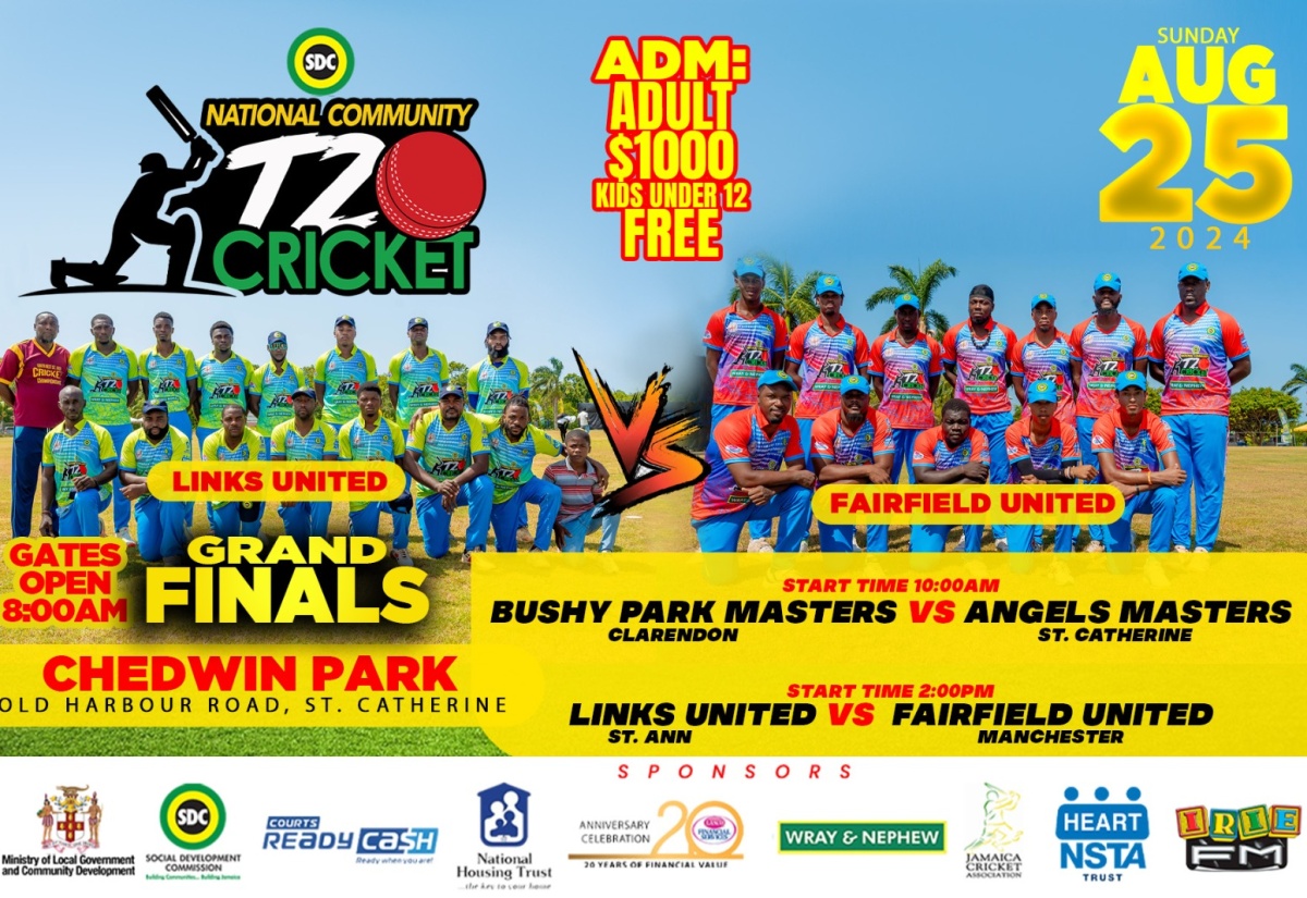 A flyer promoting the finals of the Social Development Commission (SDC) National T20 Cricket Competition, to be held at Chedwin Park, St. Catherine, on Sunday, August 25 .

