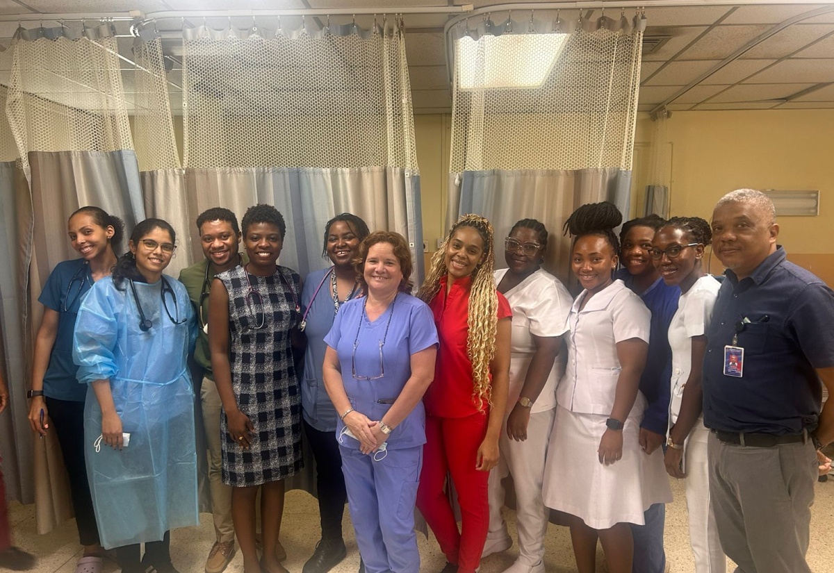 Consultant Emergency Physician at the Kingston Public Hospital (KPH), Dr. Hugh Wong (right), with members of the hospital’s Accident and Emergency team. This year, the KPH is celebrating 248 years of service to Jamaica’s public health sector.