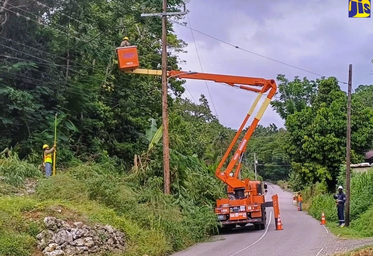 A Jamaica Public Service Company (JPS) crew carrying out electricity restoration activities in St. Elizabeth.