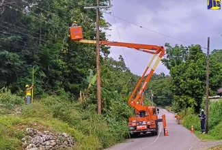 A Jamaica Public Service Company (JPS) crew carrying out electricity restoration activities in St. Elizabeth.