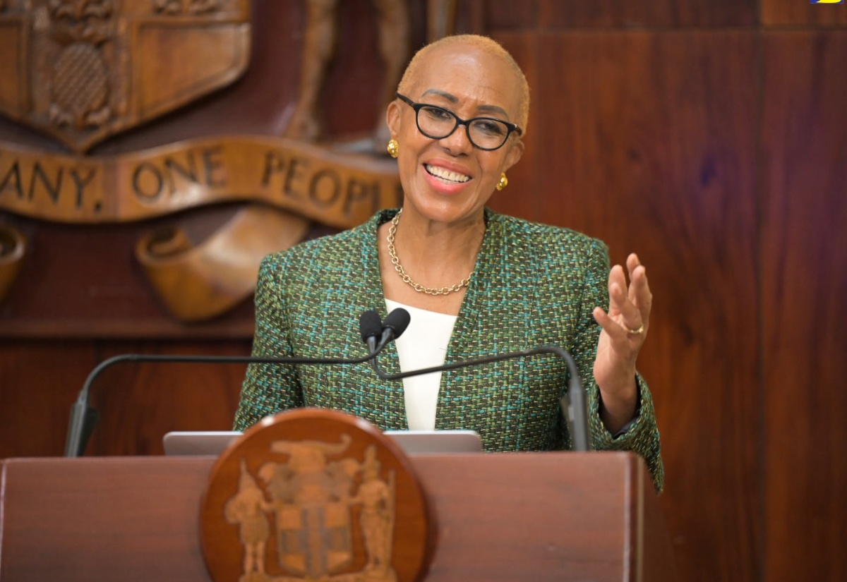 Minister of Education and Youth, Hon. Fayval Williams, addresses Wednesday’s (August 28) post-Cabinet press briefing at Jamaica House.

