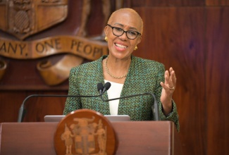 Minister of Education and Youth, Hon. Fayval Williams, addresses Wednesday’s (August 28) post-Cabinet press briefing at Jamaica House.

