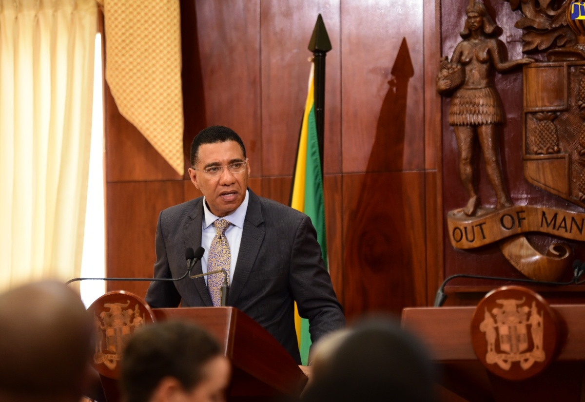 Prime Minister, the Most Hon. Andrew Holness, announces the deployment of security personnel to Haiti, during a post-Cabinet press briefing on Tuesday (September 10) at Jamaica House.

