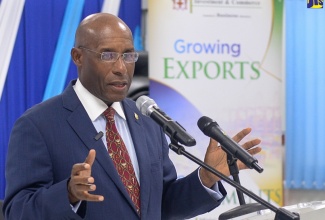 Minister of Industry, Investment and Commerce, Senator the Hon. Aubyn Hill, addresses a craft product assessors workshop, held at the Jamaica Business Development Corporation (JBDC) Incubator Resource Centre in St. Andrew today (September 26).

