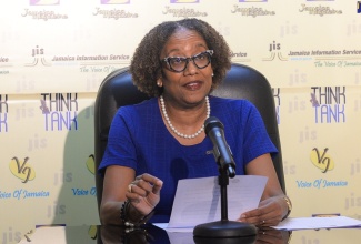 General Manager for Public-Private Partnerships and Privatisation Services at the Development Bank of Jamaica (DBJ), Denise Arana, speaks at a JIS Think Tank, on September 17.

