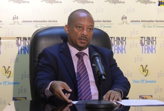 General Manager for Channels, Relationships, and Marketing at the Development Bank of Jamaica (DBJ), Edison Galbraith, speaks at a JIS Think Tank, on September 17.

