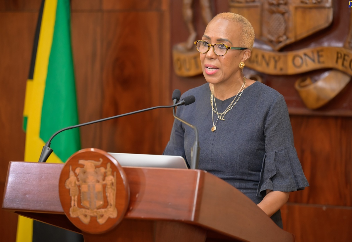 Minister of Education and Youth, Hon. Fayval Williams, speaking during Wednesday’s (September 4) post-Cabinet press briefing at Jamaica House.

