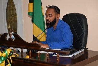 Mayor of Black River and Chairman of the St. Elizabeth Municipal Corporation, Councillor Richard Solomon, addresses the Disaster Preparedness, Hazard Mitigation and Safety Committee on Tuesday (September 3).

