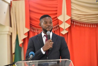 Mayor of Montego Bay, Councillor Richard Vernon, addresses the St. James Municipal Corporation Police Unit’s 20th Anniversary Thanksgiving Service, held at the Open Bible Church in Mount Salem on Sunday, September 15.

