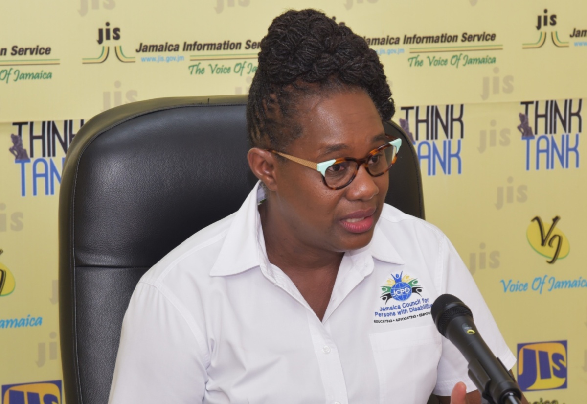 Executive Director of the Jamaica Council for Persons with Disabilities (JCPD), Dr. Christine Hendricks, speaks at a recent Jamaica Information Service (JIS)  ‘Think Tank’.

