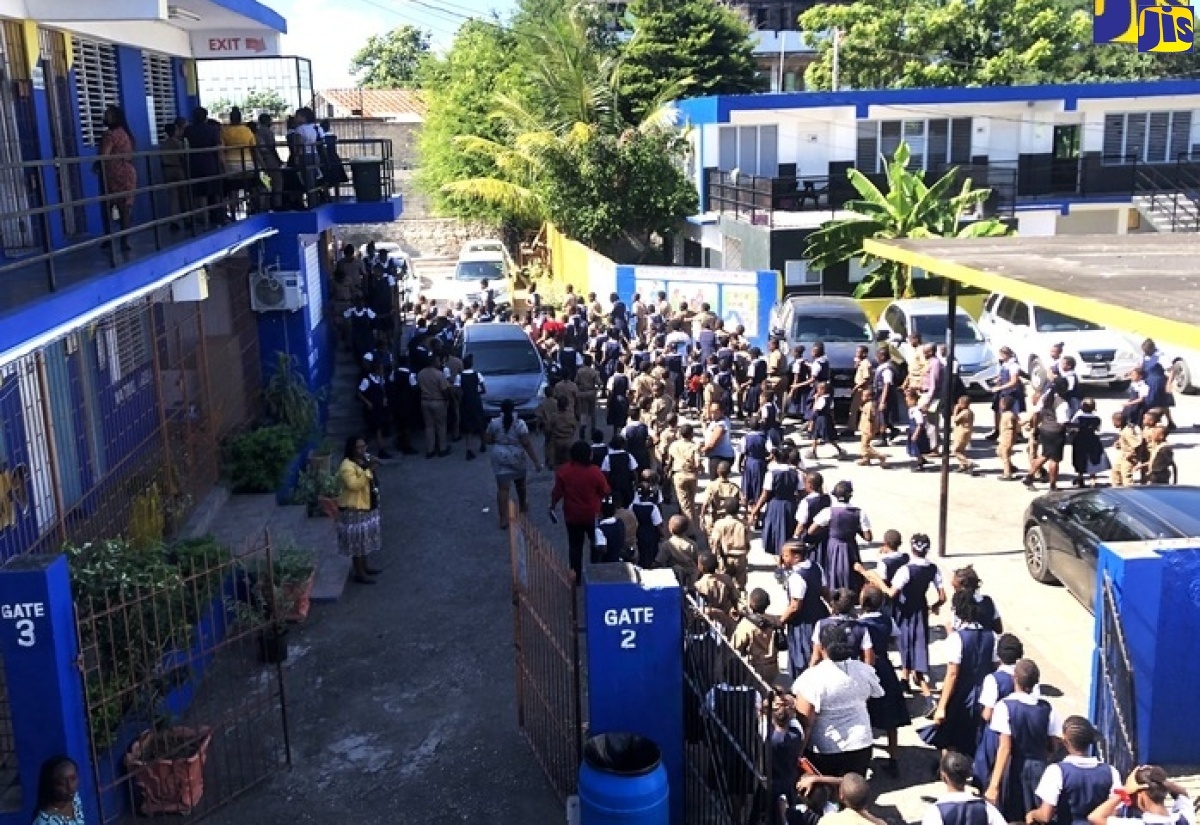 Students at the Barracks Road Primary School in Montego Bay, St. James.

