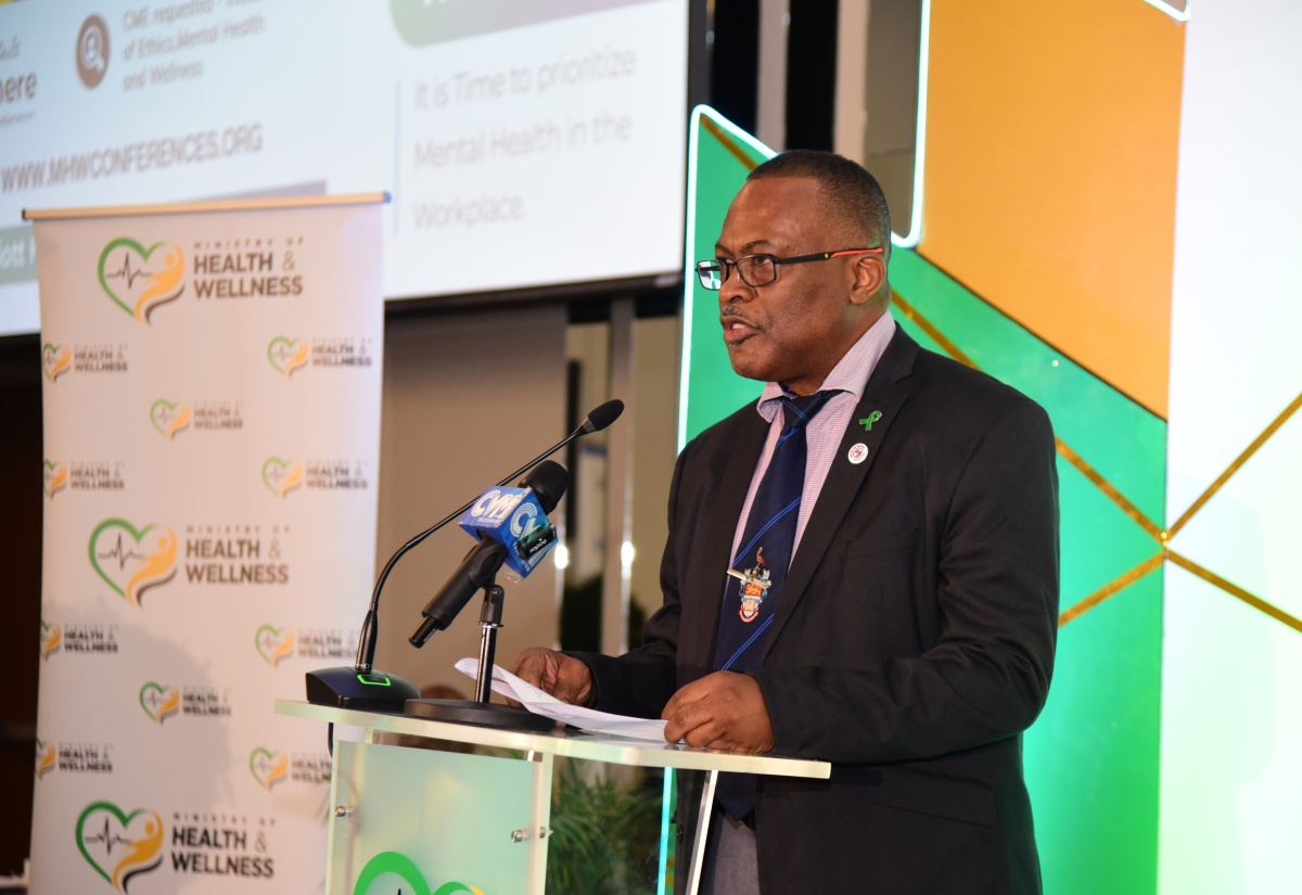 Director of Mental Health and Substance Use Services at the Ministry of Health and Wellness, Dr. Kevin Goulbourne, addresses the opening of a three-day mental health conference on Friday (October 11), at the AC Mariott Hotel in New Kingston.

